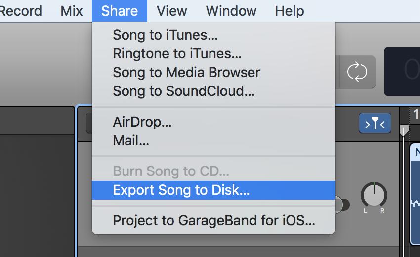 Select Share > Export Song to