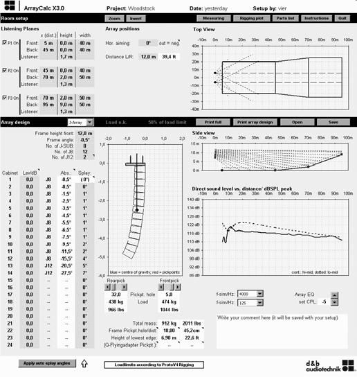 The d&b ArrayCalc calculator d&b ArrayCalc calculator For both acoustical and safety reasons J-Series arrays should be designed using the d&b ArrayCalc simulation tool.