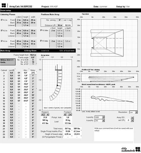 ArrayCalc supports d&b audiotechnik loudspeakers from the J-Series and Q-Series; it is used for planning system configurations.