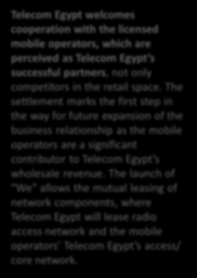 Egypt starts a new phase as the first total telecom operator in Egypt.