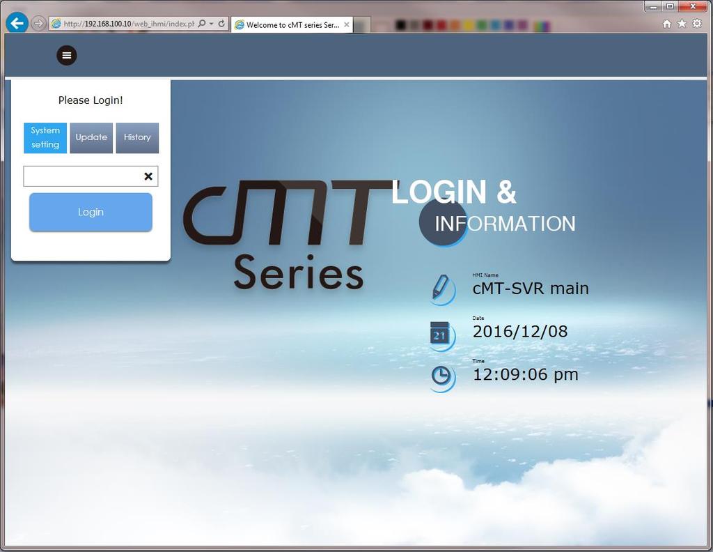 cmt-svr/cmt-d090 Quick-Start Guide 7 Configure the cmt-svr The cmt-svr has a web server that displays a configuration page.