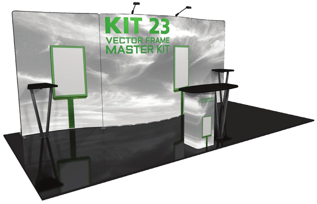 Vector Frame Kit 23 VF-K-23 The innovative, contemporary and clean appearance of the Vector Frame TM line of exhibit kits will captivate your audience.
