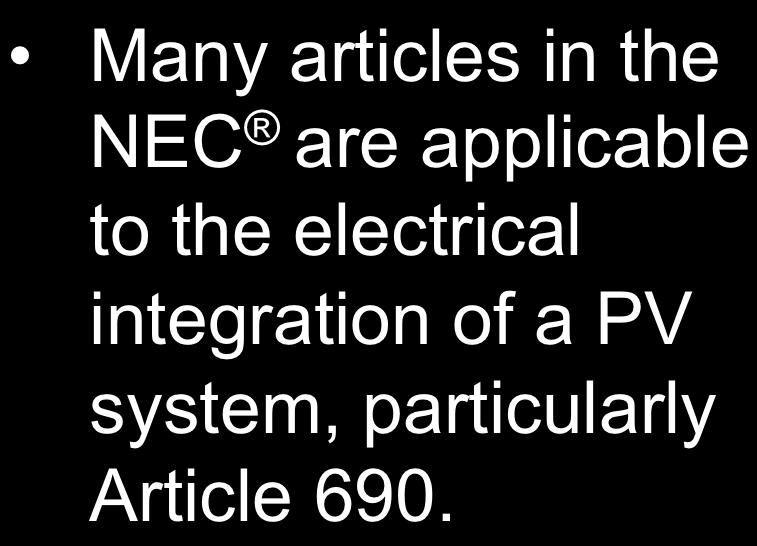 Many articles in the NEC are