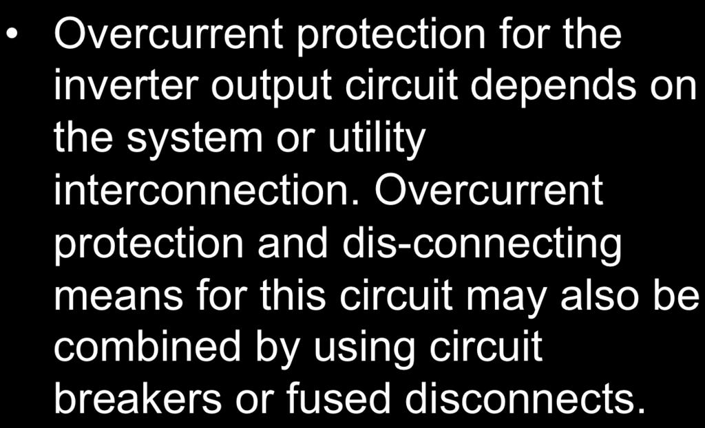 Overcurrent protection for the inverter output circuit