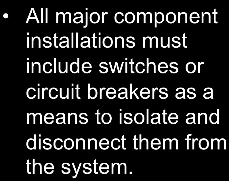 All major component installations