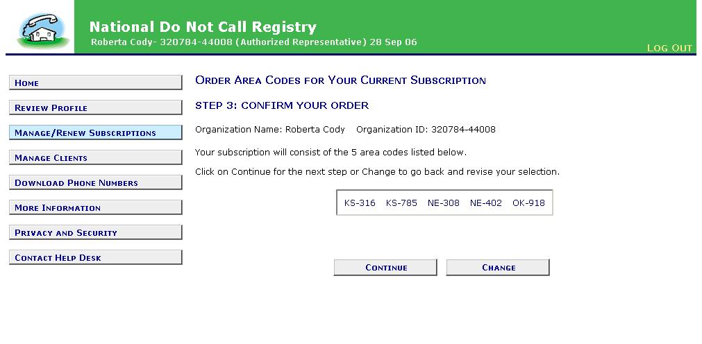 On the Confirm Your Order page check your Area Codes to make sure they are correct.