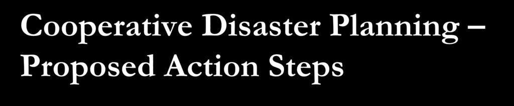 Cooperative Disaster Planning Proposed Action Steps Review of Plans and Risks Disaster Assessment Surveys Buildings,