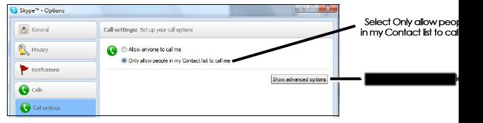 3. Select Only allow people in my Contact list to call me (recommended).