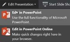 PowerPoint online On opening PowerPoint Online you will have 3 options: Open a recently created presentation, Open a presentation from OneDrive for Business or to Create a new one from the available