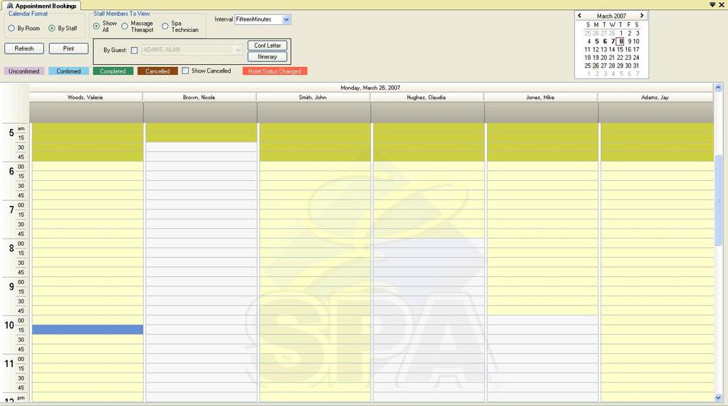 Appointment Bookings To access the Appointment Bookings screen click on the Appointments drop down menu and then click Booking Calendar.