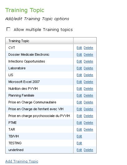 PEPFAR Category 1. Check the Allow Multiple PEPFAR Categories box if you want to allow up to five categories for each training. The default is one category. 2.