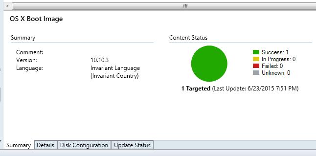 3 You can monitor the content status in the NetBoot image Summary pane. You must wait for the circle to turn green (as shown in the picture below) before proceeding to the next step.