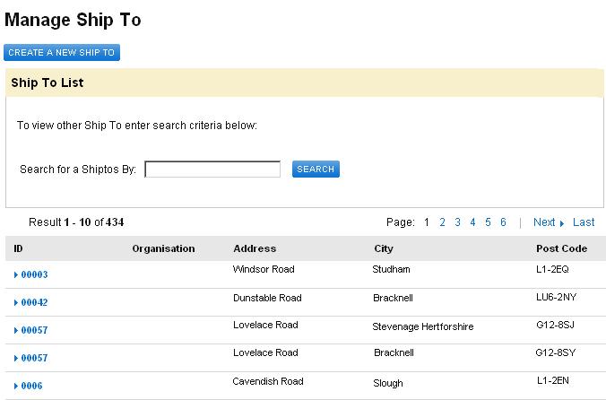 MANAGE DELIVERY LOACTIONS Add, Edit and Search for Delivery Addresses by choosing Manage Delivery Location under Manage Account.