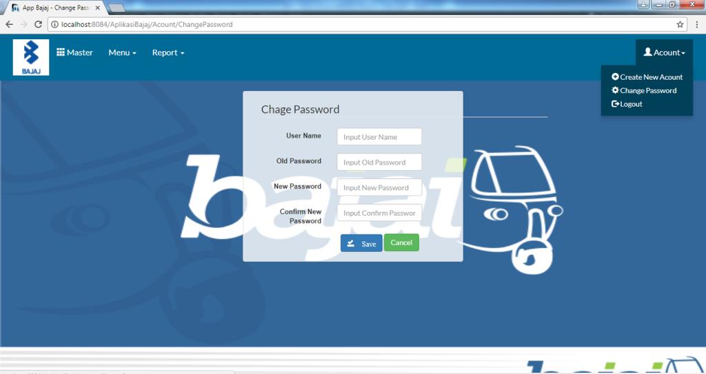 Picture 5 : Create New Acount Page(Form Input) Picture 6 : Change Password