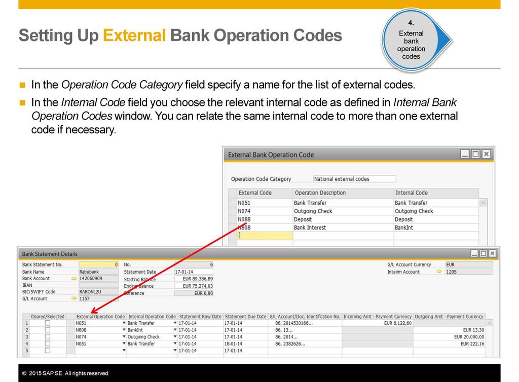 To add a new list of external codes choose the Add option from the Data menu. In our example we are defining the list of codes provided by the national bank.