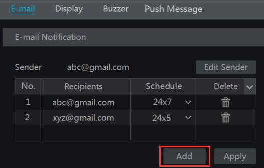 Click Event Notification (E-mail), then