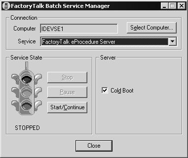 Chapter 3 The eprocedure Server 10. Select the eprocedure Server from the Service list. 11. Select the method to use for booting the server.