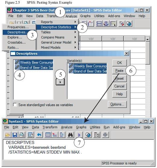 open, the SPSS pastes to the sheet that was opened first. To create a new syntax sheet, select New from the File pull-down menu and then select Syntax... from the side menu.