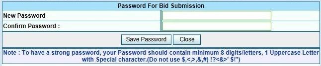 1. Click on Password For Bid Submission. 2.