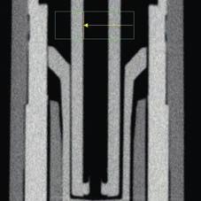 Volume cross section through the voxel volume of a ballpoint pen OnTheFly-CT: With the OnTheFly-CT option, the measurement time with the X-ray tomography sensor can be significantly reduced by