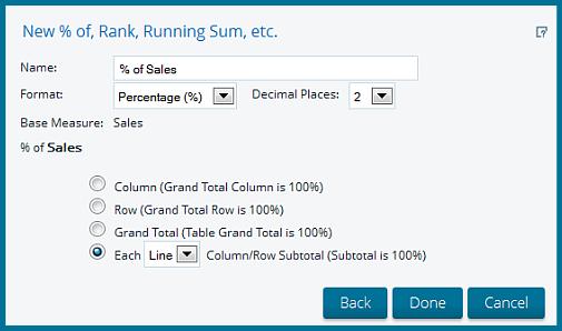 .. In the dialog box that appears, select the radio button next to % of Sales. Click Next. 7.