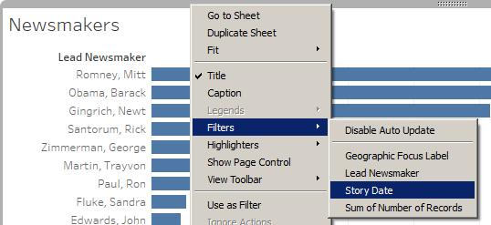 4) Add the filters controls to the Dashboard by right-clicking