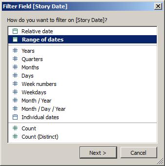 10) A Filter Field dialog will come up.