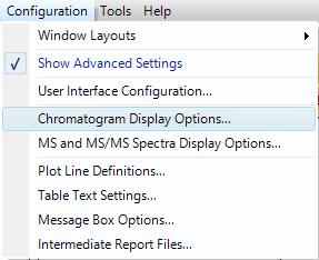 Chromatogram Display Options Main Menu