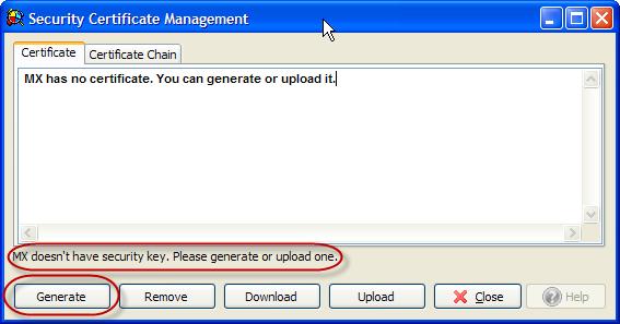 2. Click on Generate, and select Security Key from the drop-down