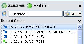 available). Typing a number into the dial window will filter the Recent Calls list by that number. 2.