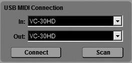 Then use the [VC-30HD Connection] section of this software to start communication of the VC-30HD and your computer. fig.connect-section.eps Windows Mac 1. Click [Scan] button 2.