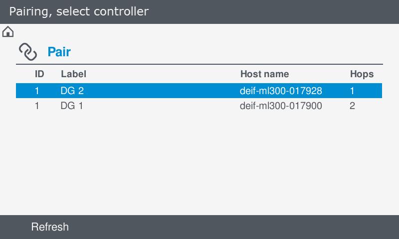 4. Getting started 4.1 Initial configuration 4.1.1 Pair to the controller The first time that a display unit is powered on, the operator must select a controller to pair with.
