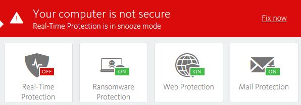 Security alerts If real-time protection is disabled, Avira displays an alert on the Status