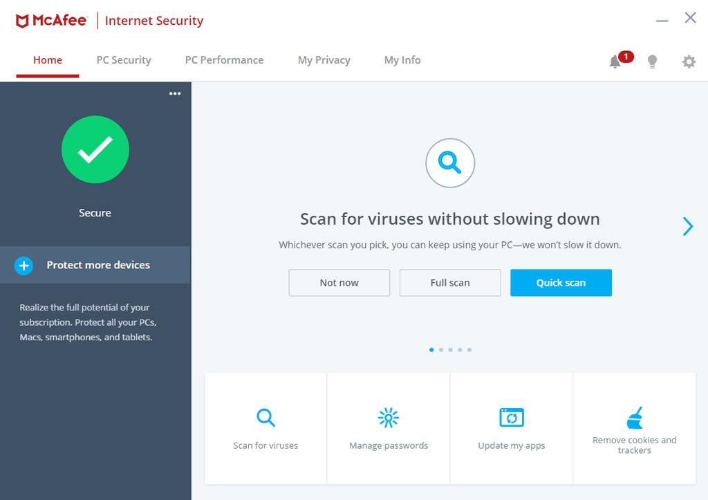 McAfee Internet Security Summary McAfee Internet Security is a paid-for security suite, which includes additional components such as a firewall and performance booster.