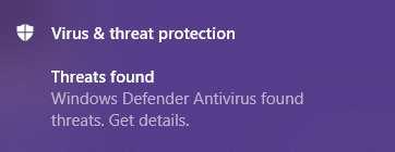 Security alerts If real-time protection is disabled, an alert is shown in the Virus and Threat Protection section. You can reactivate the protection by clicking Turn on.