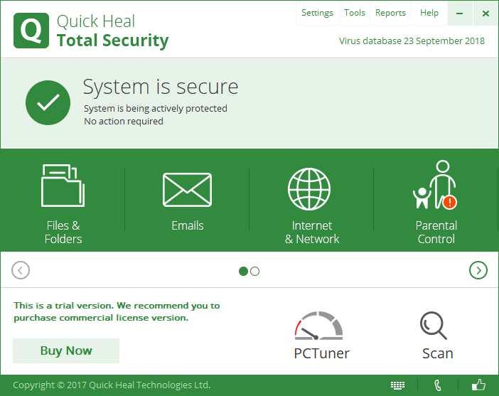 Quick Heal Total Security Summary Quick Heal Total Security is a paid-for security suite with additional features such as parental controls.