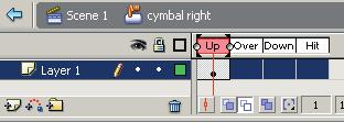 K. Create Cymbal Right Symbol. Step 1. Click Scene 1 Button at the top left end of the Timeline to return to the scene. Click the Arrow Tool in the toolbar.