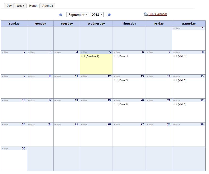 Calendar feature to view appointments