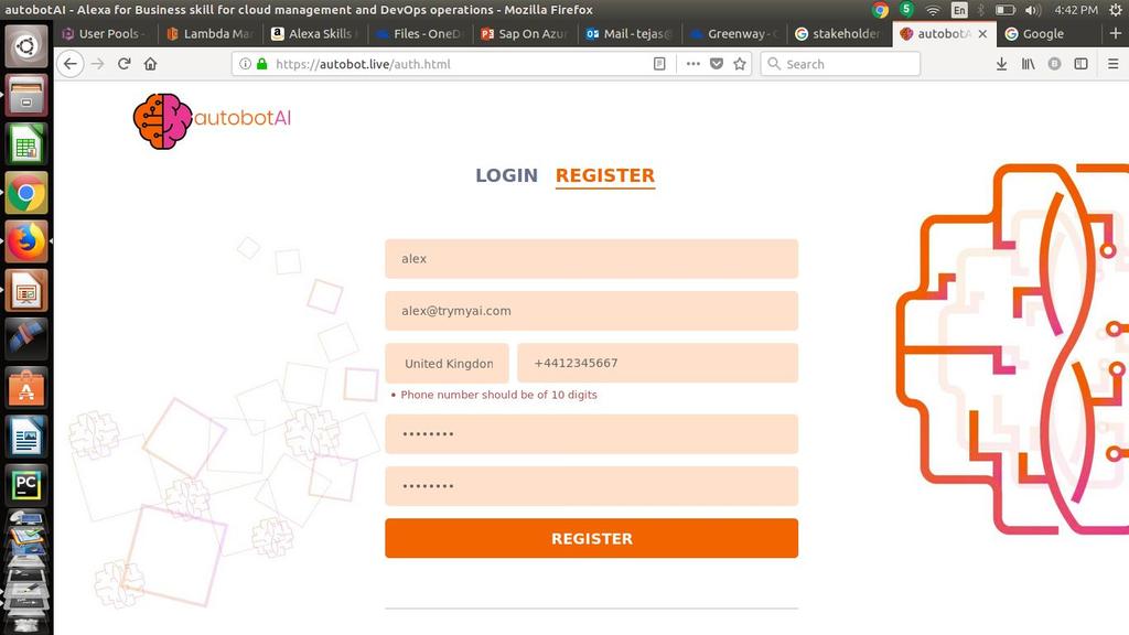Step 1: Register/Signup with autobotai Click on Login/Register option in top right corner.