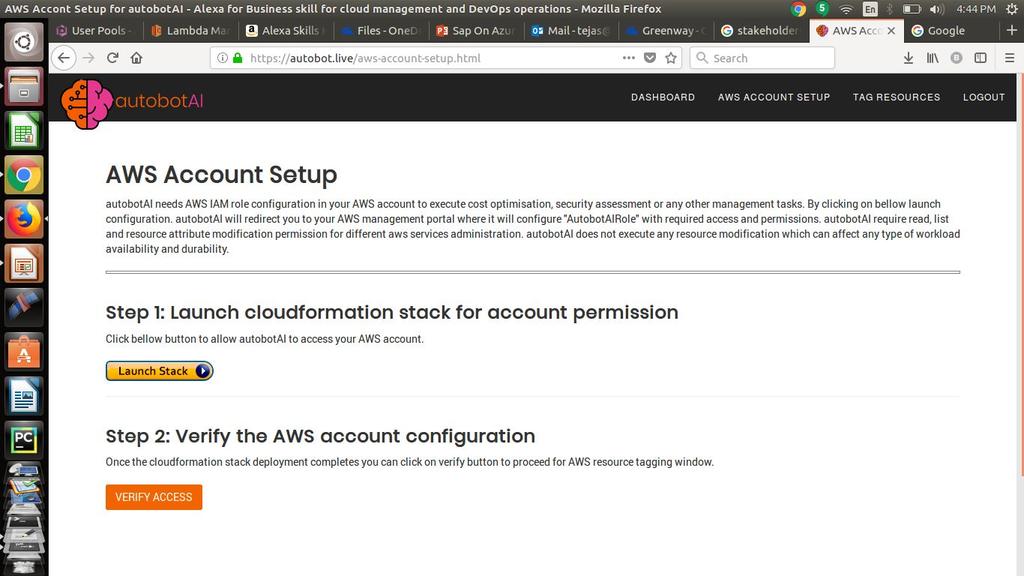 AutbotAI uses CloudFormation stack to link your AWS account.