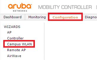 Click Configuration and then Campus WLAN. 3.