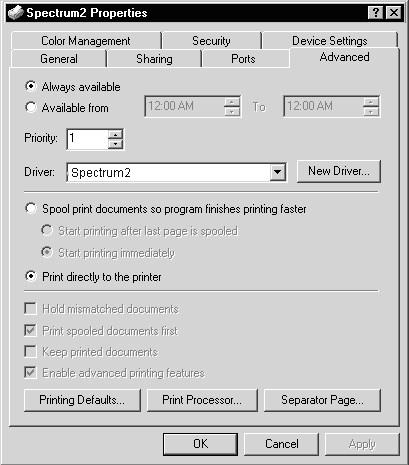 Turning Off Print Spooling Print spooling will first store the document on the hard disk before being sent to the printer.