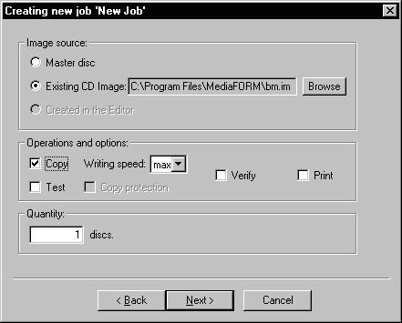 Copy and/or Verify 1. Select the Copy and/or Verify button as seen in (fig. 1). 2. Click Next. (fig. 1) 3. Select the Image source for your job.