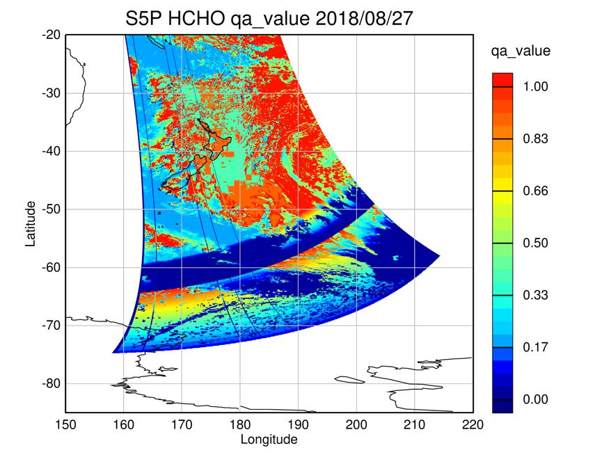 HCHO QA-value QA value should be low over snow and ice but is high over Greenland Not all clear cloud