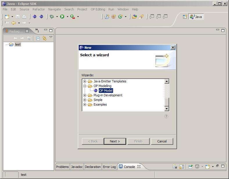 4.6. Vartotojo dokumentacija Įdiegus Eclipse bei OP redaktoriaus įskiepį (opeditor) Eclipse atsiranda papildoma galimybe sudaryti ir redaguoti OP modelio (.opmodel) failus.