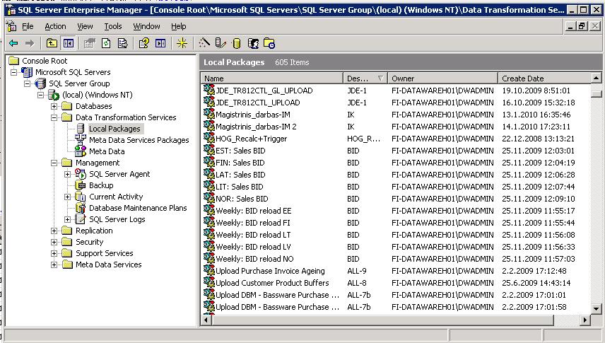 HTML file (source), Paradox 5.X, Text File (source), Text file (destination), Microsoft ODBC Driver for Oracle, Microsoft Data Link, Other Connections.