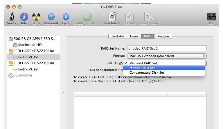 raid 0 setup Configuring with Disk Utility Set Up in RAID 0 Mode If you need faster disk access, larger capacity, or have more than one disk, you can create a striped RAID set, also called RAID 0.