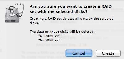 Click the Create button and the system will begin to build the RAID set. 5. The RAID configuration process will delete all of the data on the selected disks.