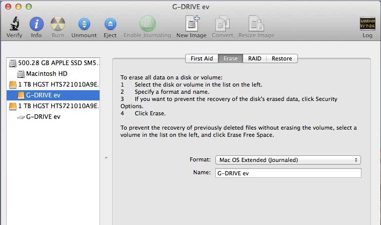 initialize Maintenance for Your Drive Initialize Drive for Mac G-DOCK ev and the ev Series hard drive modules were factory-formatted or initialized for Mac OS.