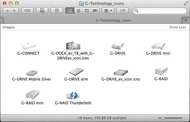 However, it will make your drive s appearance on the computer desktop look nicer and more accurate. 1. To get the G-Technology icon package, go to www.g-technology.